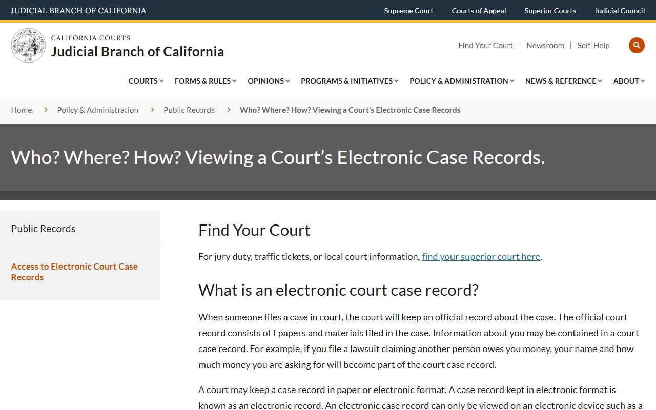 Fresno County court dockets: California Judicial Branch guide to viewing electronic court records and Rule 2.503 limits