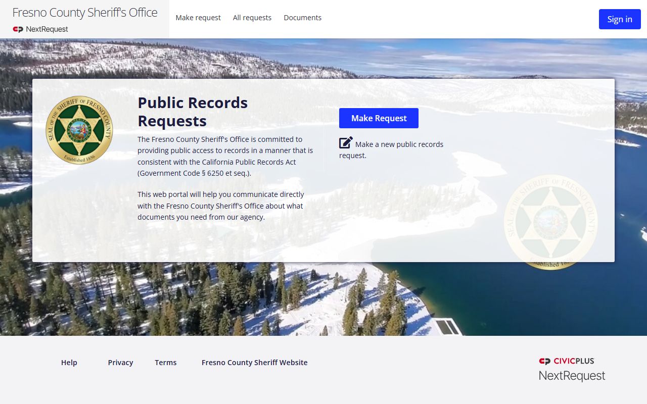 Fresno County Sheriff NextRequest portal