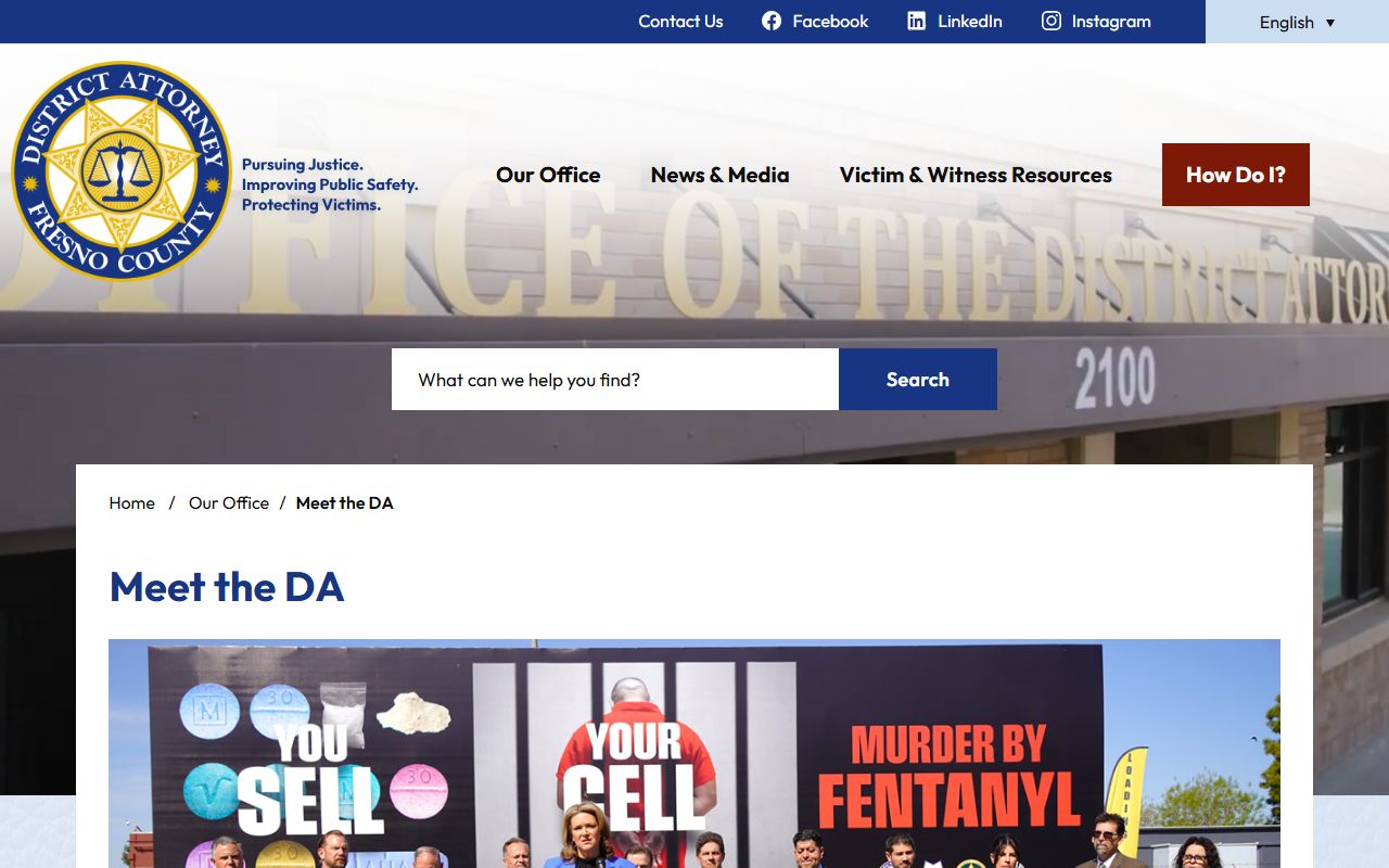 Meet the District Attorney page for Fresno County DA Lisa A. Smittcamp